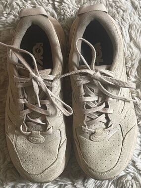 Hoka One One Women's Sneakers in Light Tan Suede